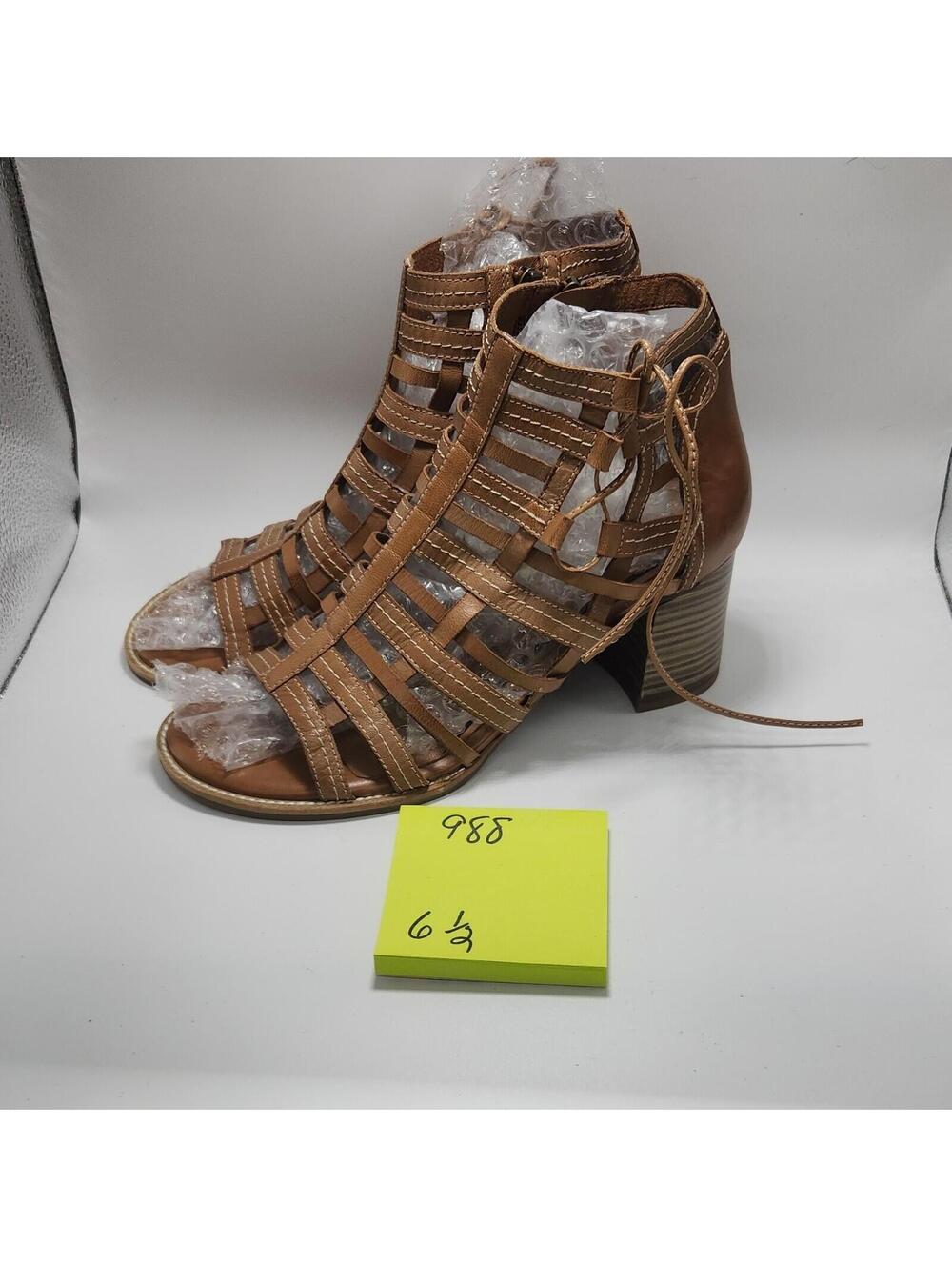 tamaris Women's Gladiator Sandals Leather Brown Strappy Lace-Up Zipper 6.5